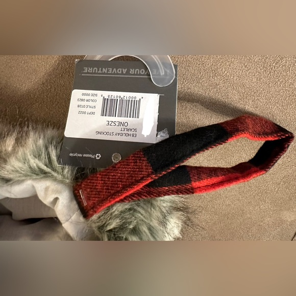 Eddie Bauer Plaid Christmas Stocking Holiday Decor Sherpa Fleece Trim 11X16 - Picture 13 of 16